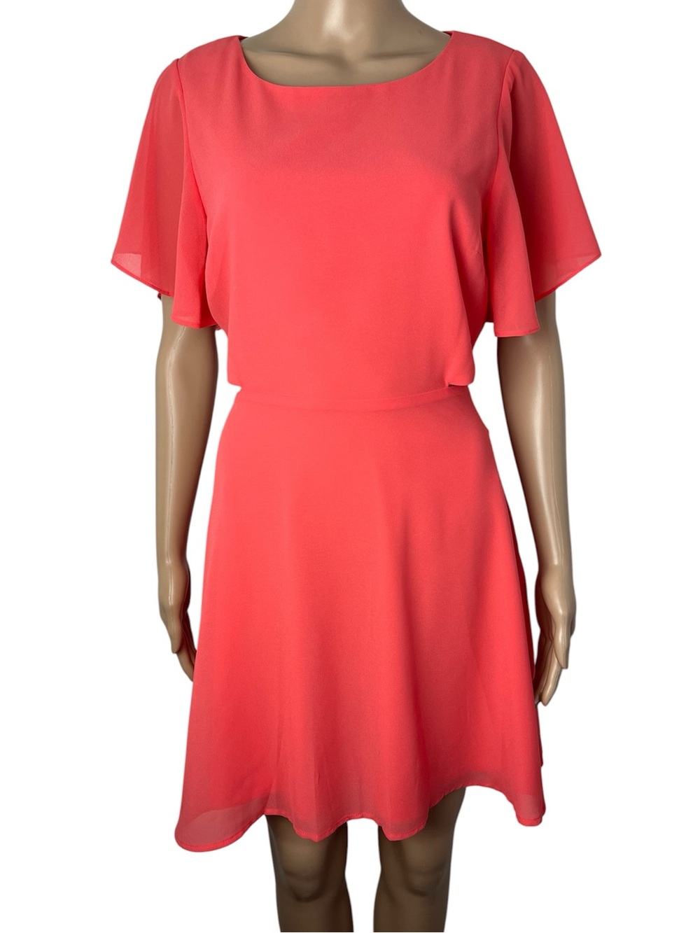New Lulus Blissful Love Coral Pink Cutout Lightweight Mini Party Skater Dress